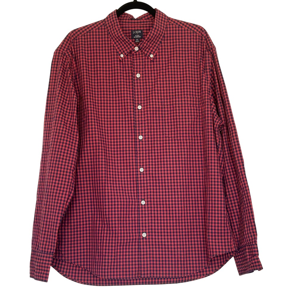 J.Crew‎ Mens XL Flex Washed Slim Untucked Shirt Gingham Long Sleeve NWT